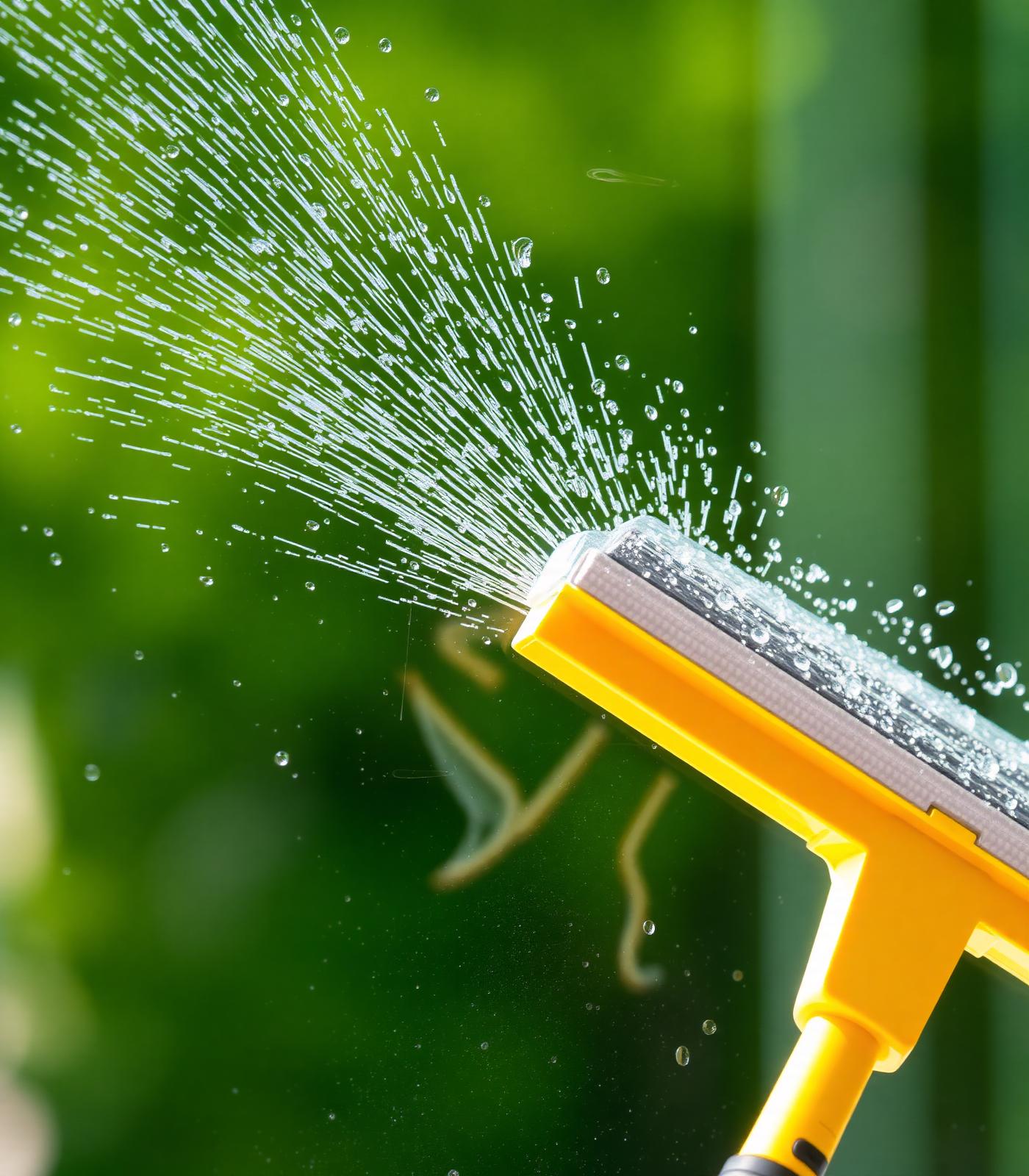 Professional squeegee cleaning a window